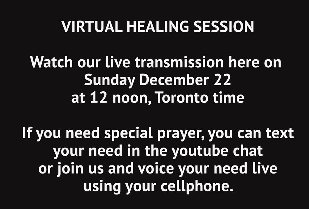 Virtual Healing Session on Sunday December 22, 2024 at 12 noon